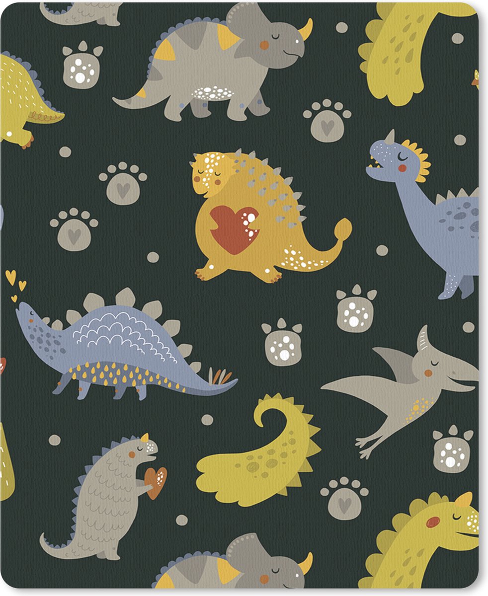 Muismat 19x23 cm - Mousepad Dino - Kinderen - Patronen - Jongens - Meisjes - Dinosaurus - Muismatten