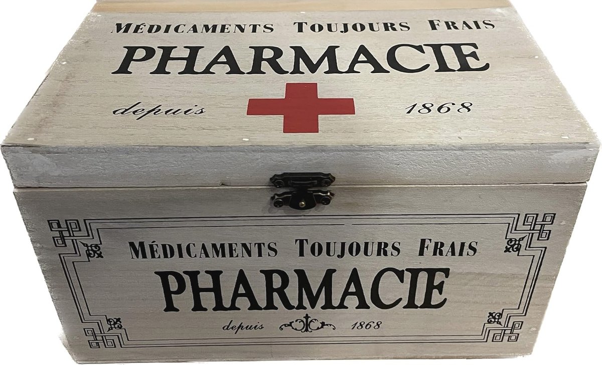 Goedkoopste Decoratieve Houten Opbergdoos met Deksel voor Medicijnen en Cosmetica - Vintage Stijl (23 x 13 x 13 cm