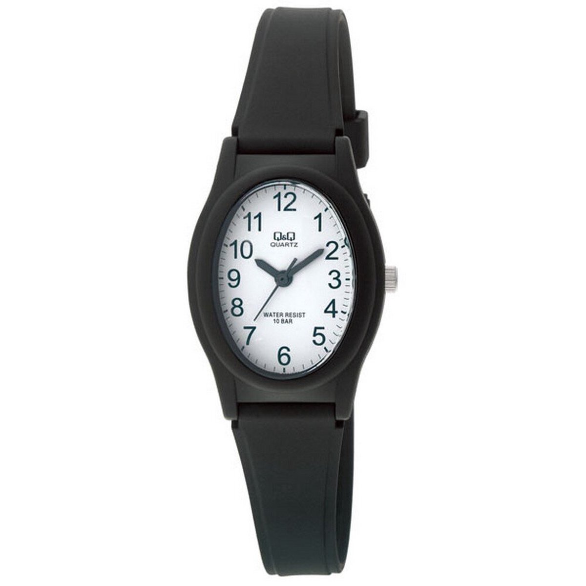 QQ VQ77J004Y - Horloge - Sport - Analoog - Dames - Vrouwen - Plastic band - Rond - Cijfers - Kunststof - Zwart - Wit