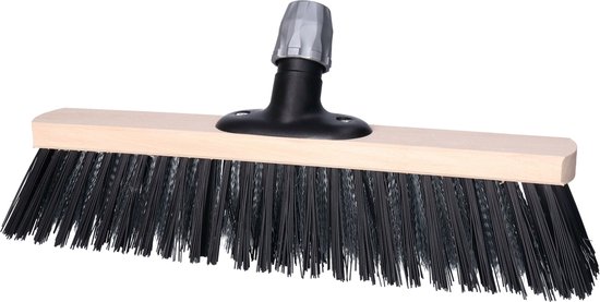 Professionele houten harde staaldraad straatbezem/buitenbezem zwart 40 cm - Bezemkop met universele steelhouder - Bezems van Pro — afbeelding 4