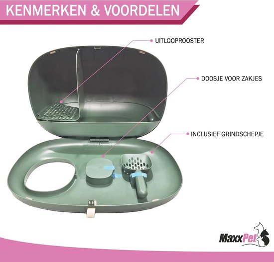 Kalolary Kattenbak-helling met filtersysteem, antislip trap voor