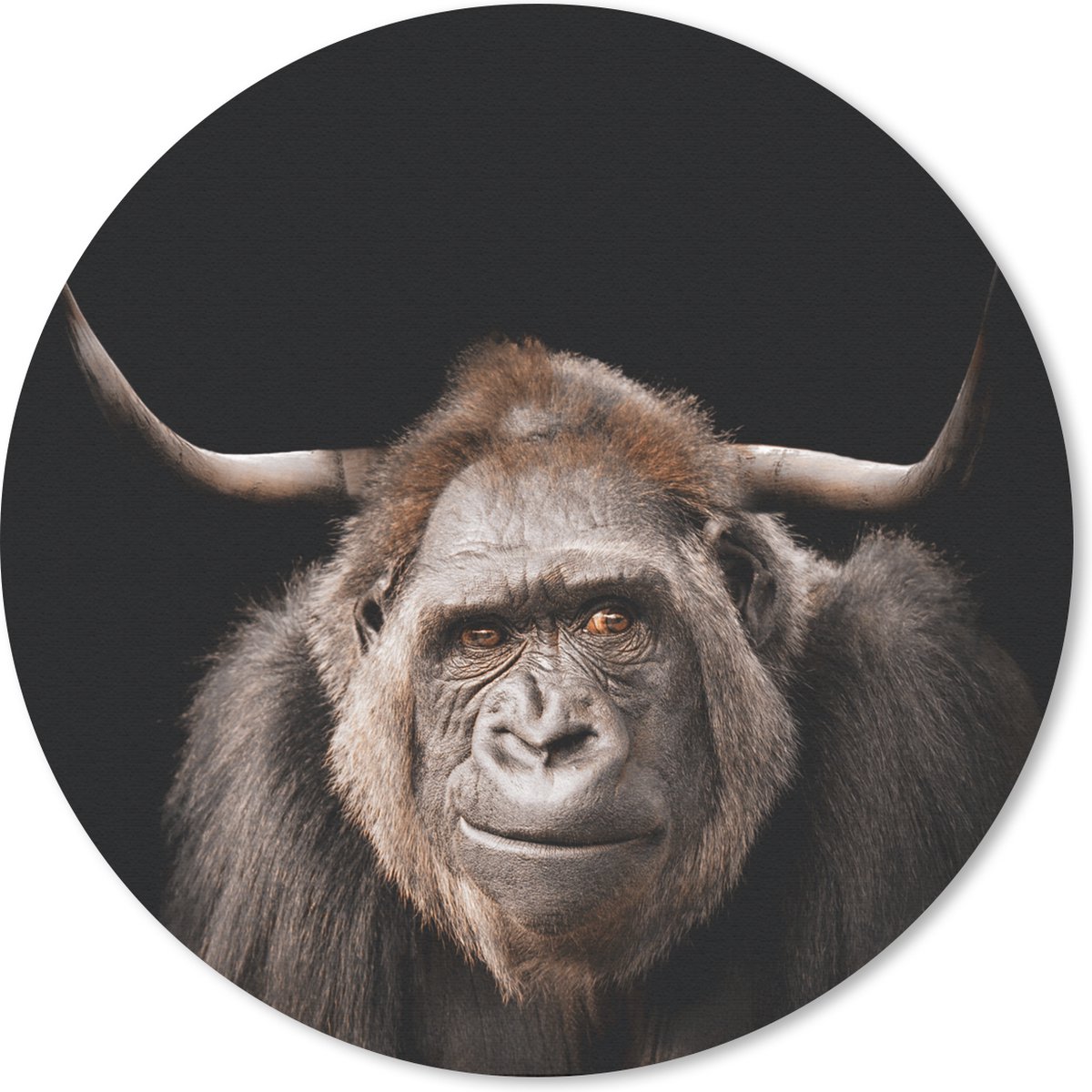 Muismat rond 20x20 cm - Mousepad Gorilla - Zwart - Dier - Ronde muismatten