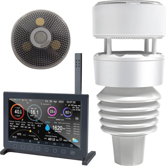 7‑in‑1 Draadloos Weerstation Met Groot Display - Compleet Weeroverzicht Voor De Tuin