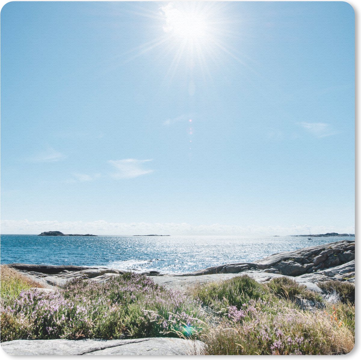 Muismat 20x20 cm - Mousepad Strand - Natuur - Zon - Muismatten