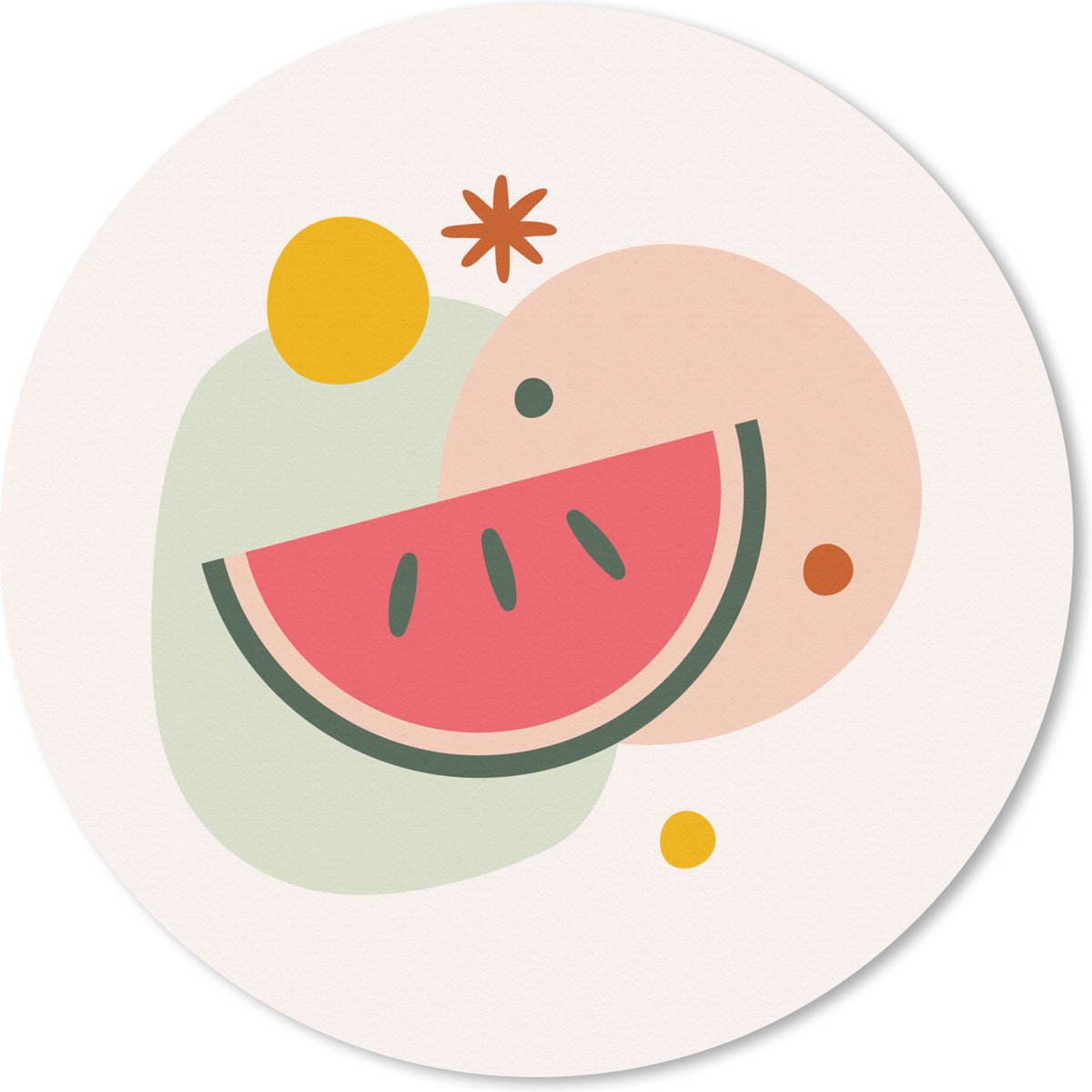 Muismat rond 30x30 cm - Mousepad Watermeloen - Fruit - Zomer - Ronde muismatten