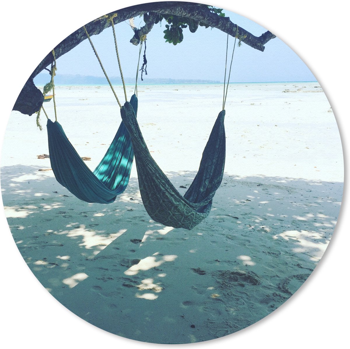Muismat rond 40x40 cm - Mousepad Strand - Zand - Hangmat - Ronde muismatten