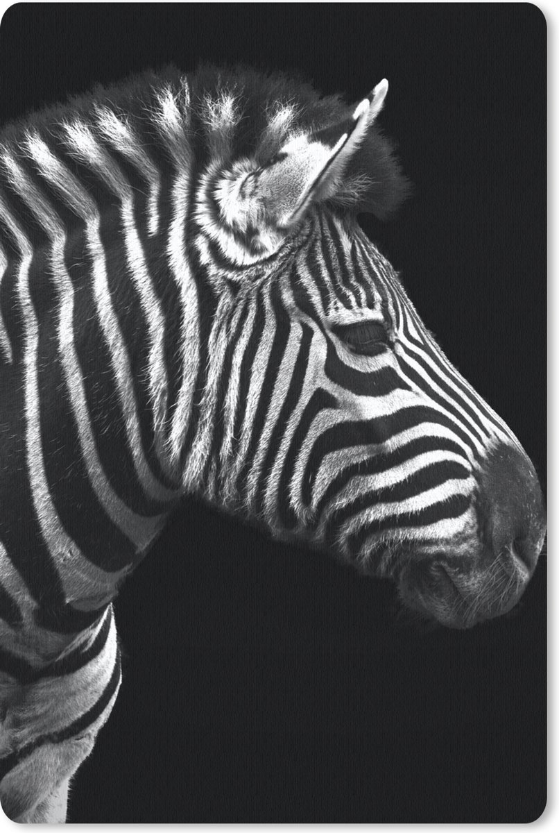 Muismat 18x27 cm - Mousepad Zebra - Zwart - Wit - Portret - Dieren - Muismatten