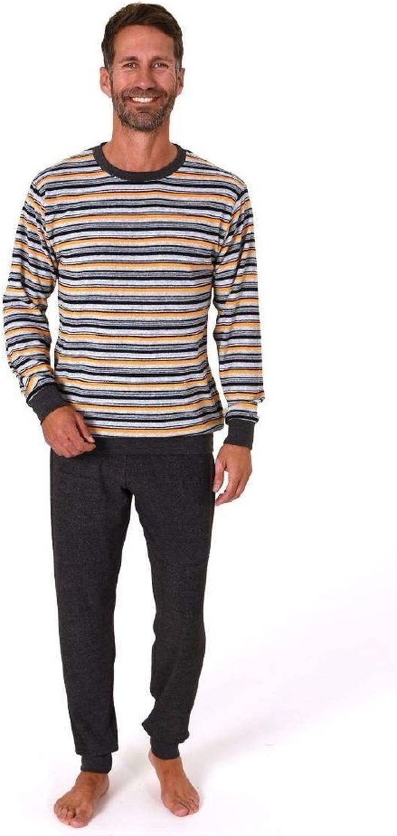 Normann Norman badstof heren pyjama - Stripes - 52 - Oranje