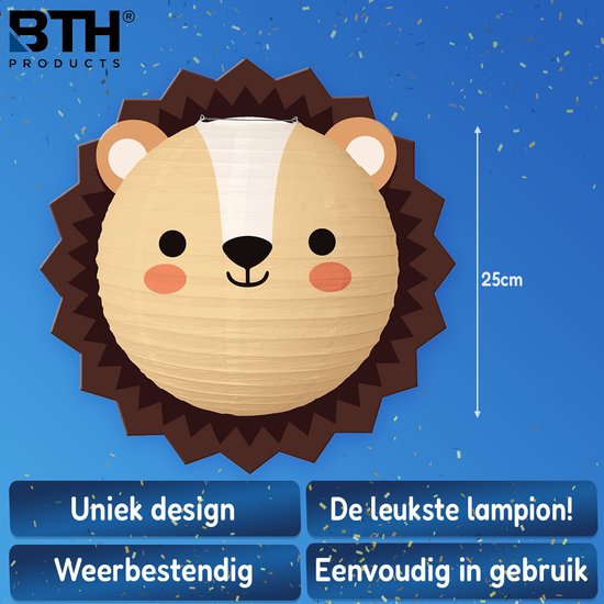 Sint Maarten Lampion Kind Treklampion Sint Maarten Dierenhoofdjes Jungle Feest Verjaardag Versiering Leeuw - 1 Stuk van BTH — afbeelding 2