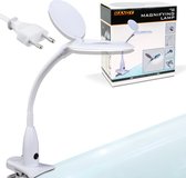 Handy - Bureau Loeplamp met Tafelklem - Vergrootglas met verlichting - 12 Dioptrie (5x Zoom) Op Netstroom - 100MM Glas - Loep Lamp - Diamond Painting/Hobby/Soldeer vergrootglas met Licht