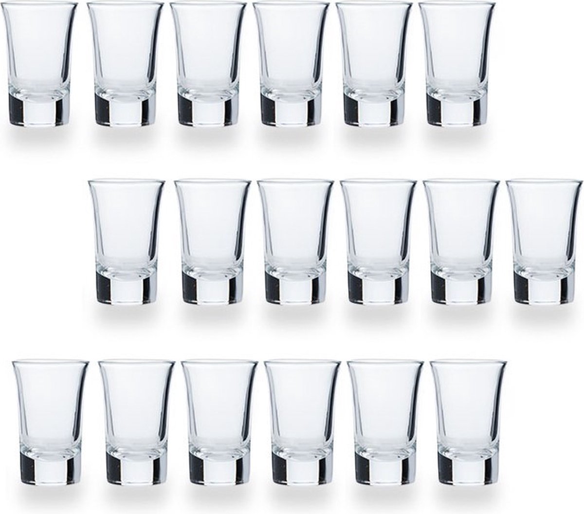 Cosy & Trendy Shotglazen - 18x stuks - glas - 35 ml - Shotjes - Shotglas - borrelglazen