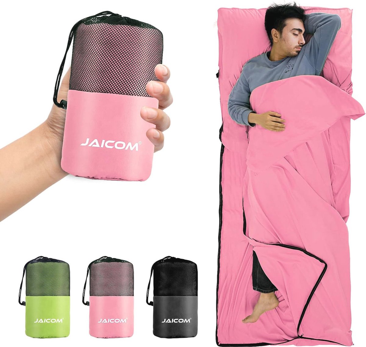 Ultralichte Huttenslaapzak voor Reis, Compact en Ademend, Ideaal voor Zomer en Backpacking
