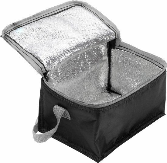 Kleine mini koeltass voor lunch of sixpack blikjes - zwart - 21 x 15 x 13 cm - draagriem - 3.7 liter inhoud van Klein — afbeelding 3
