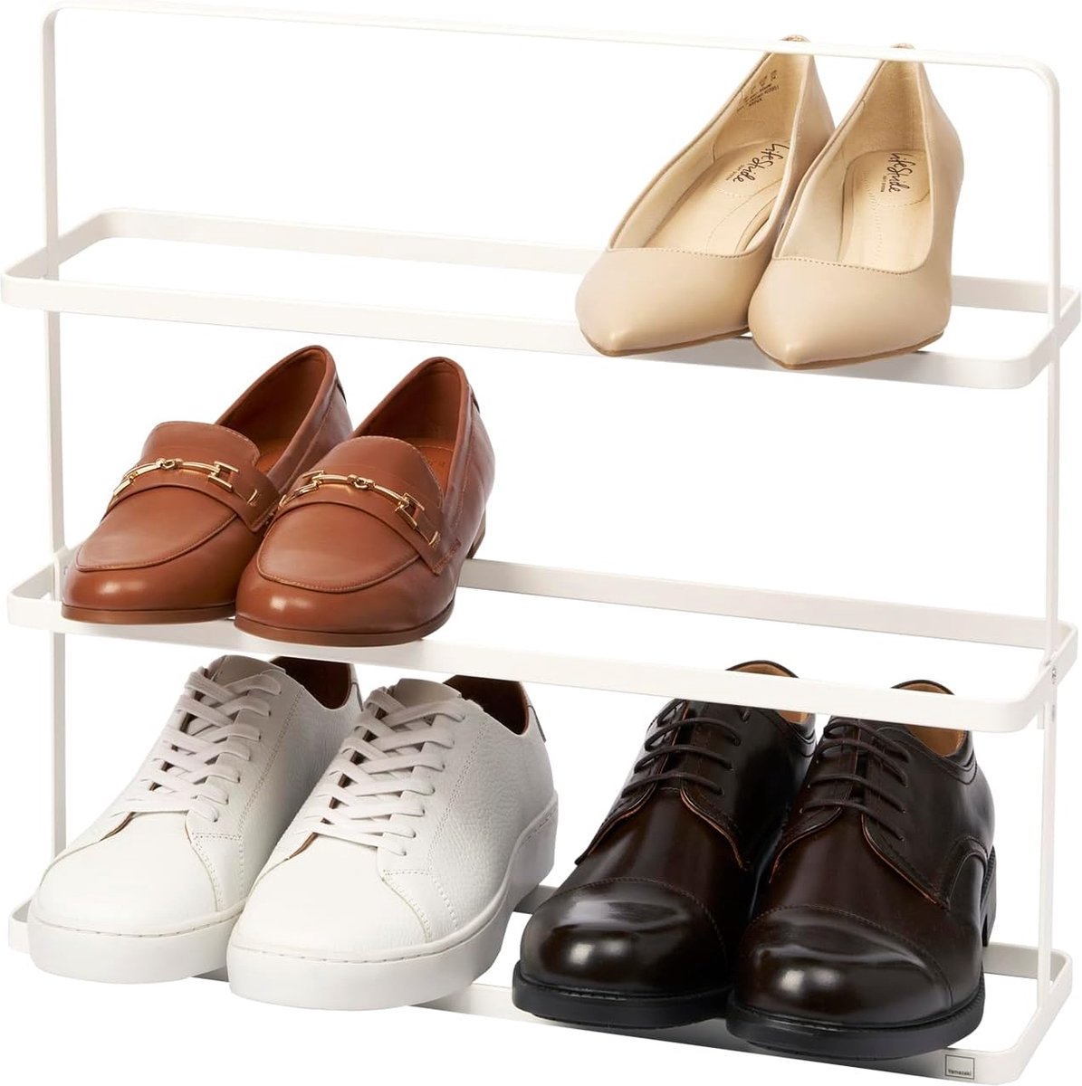JGS® - Stijlvol Minimalistisch Schoenenrek L in Wit Staal Ruimtebesparend en Duurzaam Design-