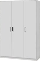 Interiax Opbergkast - Kledingkast 'Lucas' - 3 Deuren, 1 Hanger & 4 Legplanken | Wit | 184x120x52 cm