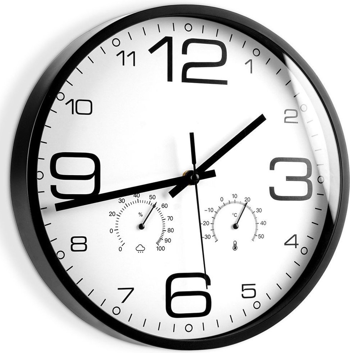 Wandklok Wit met Thermometer Hygrometer 30 cm - Uurwerk - Keukenklok - Wand - Muur - Klok