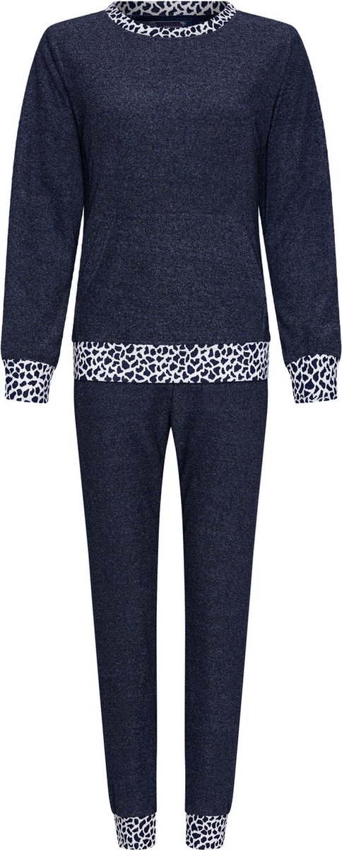 Rebelle badstof pyjama dames lange mouw - Navy - 48 - Blauw