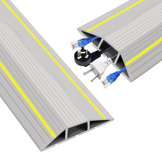 Portifera Floor Cable Protector - 120 cm x 40 cm - Nylon and Rubber Cable Cover Mat - Protects Against Drops and Drops, Fast, Easy, Easy and Repositionable