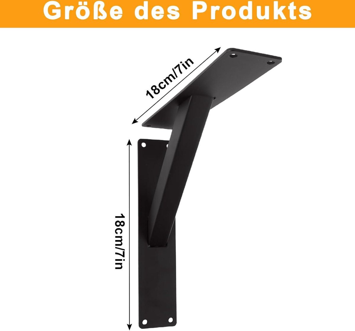 Wandhouder Plankhouder set van 2 265 x 180 mm grijs staal ML design - ML-Design