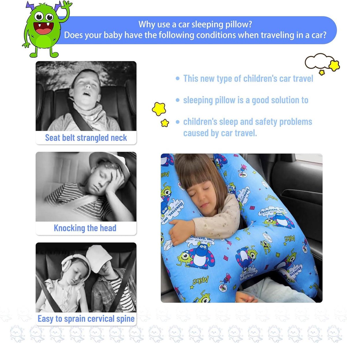 Autokussen Kinderen H-vormig Reiskussen Auto Voor Kinderen In De Auto, Slaapkussen Kinderen, Reiskussen, H Vorm Kinderautokussen Kinderslaapkussen Auto Nekkussen Kussen 784080522 Kinder Slaapkussen Auto Autokussen Met Veiligheidsriem