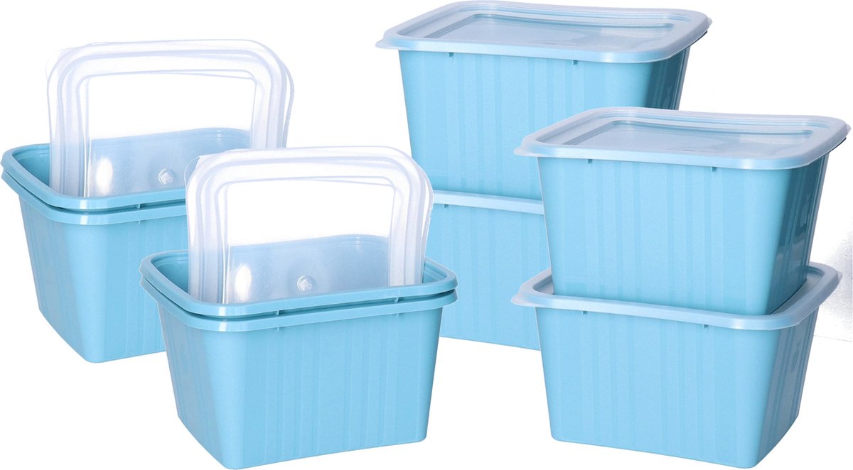 Juypal Vershoudbakjes nestbaar - BPA vrij - meal prep - 12x stuks van 1 liter - blauw - luchtdicht - herbruikbaar