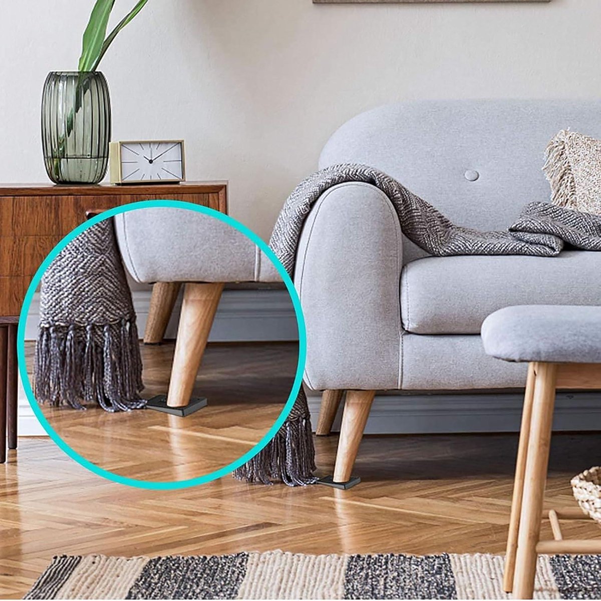 FNG8 Meubel Blocker (8 Pak) - Doorzichtige Speelgoed Blockers met Zelfklevende Plakband voor Meubels, Bed, Bank, Dressoir, Tafel, Keukenkast - Vloerbeschermer voor Bed om Dieren, Speelgoed te Blocken