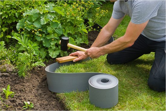 NATURE Bordure de jardin en polypropylène - Epaisseur 3 mm - H 15 cm x 10 m - Gris