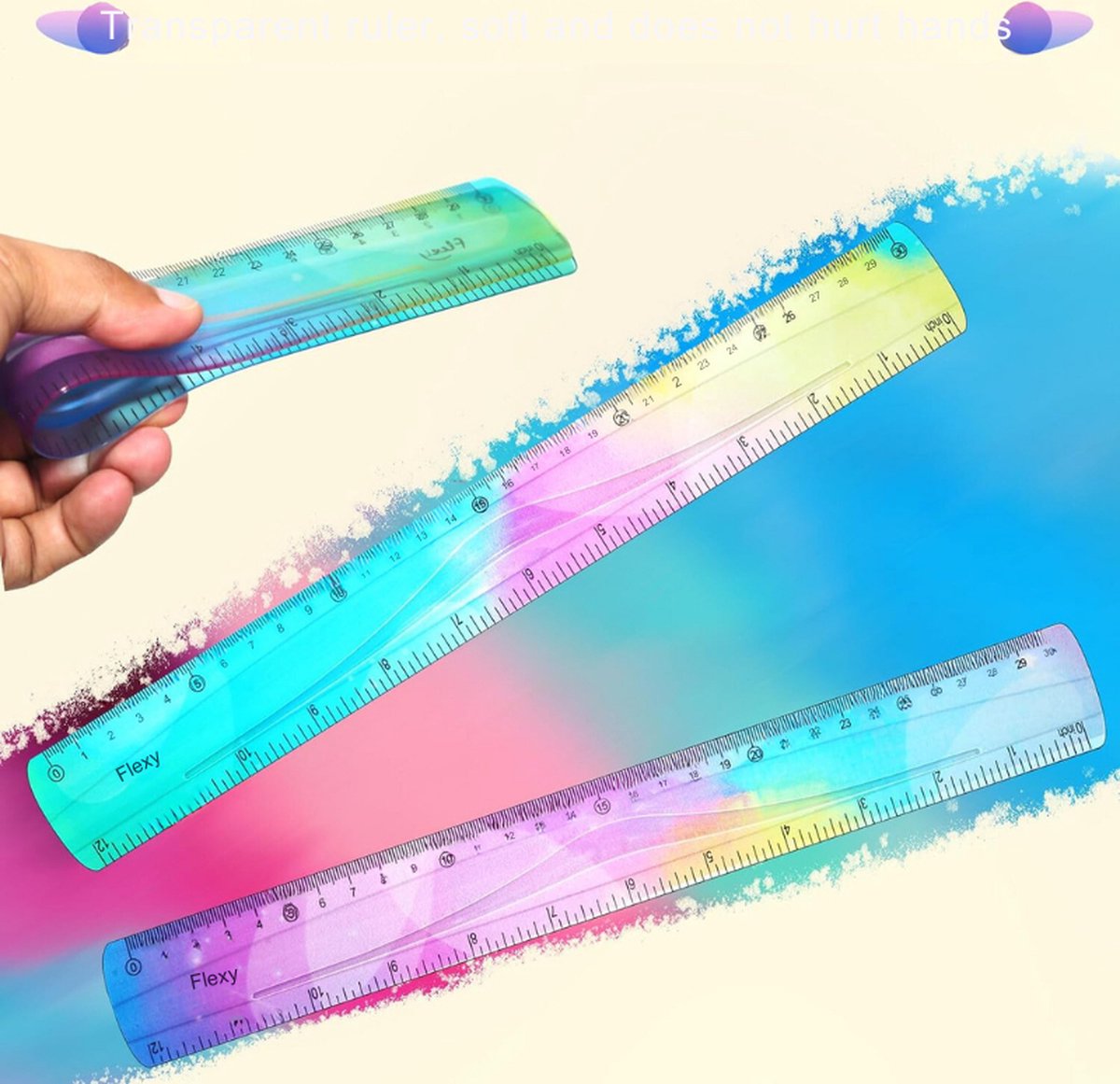 Lot De 6 Règles En Plastique Multicolores Transparentes De 15 Cm