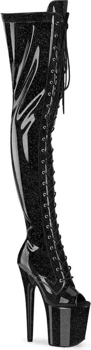 Pleaser - FLAMINGO3021GP Plateau Overknee Laarzen - US 5 - 35 Shoes - Zwart