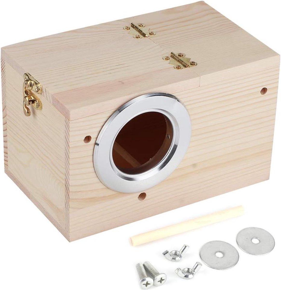 Vogelhuis Houten Parkiet Nestkast met Decoratie Accessoires en Valkparkiet Speelgoed - Buiten Tuin Kweekkast voor Tortelduifjes Budgie Vink Kanarie