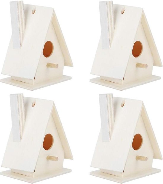 Houten Vogelhuisje, Onvoltooide Vogelnestkast, DIY Houten Vogelhuis Kweekdoos, Hangend Vogelhuisje voor Papegaaien Grasparkiet Kleine Vogels, Dierbenodigdheden