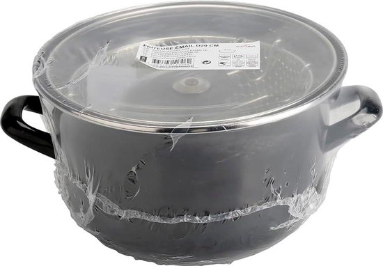 Traditionele Friteuse Van Geëmailleerd Staal 26 Cm Met Glazen Deksel En Vertinde Mand Voor Alle Warmtebronnen
