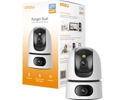 Imou Ranger Dual 10MP - Beveiligingscamera - Wit - Beveiligingscamera Binnen - Camera Met Dubbele Lens 2x 5MP - Slim Kleurennachtzicht - 360° Dekking Door Verstelbare Dubbele Lens - Persoons- En Huisdierendetectie - Abnormale Geluidsdetectie