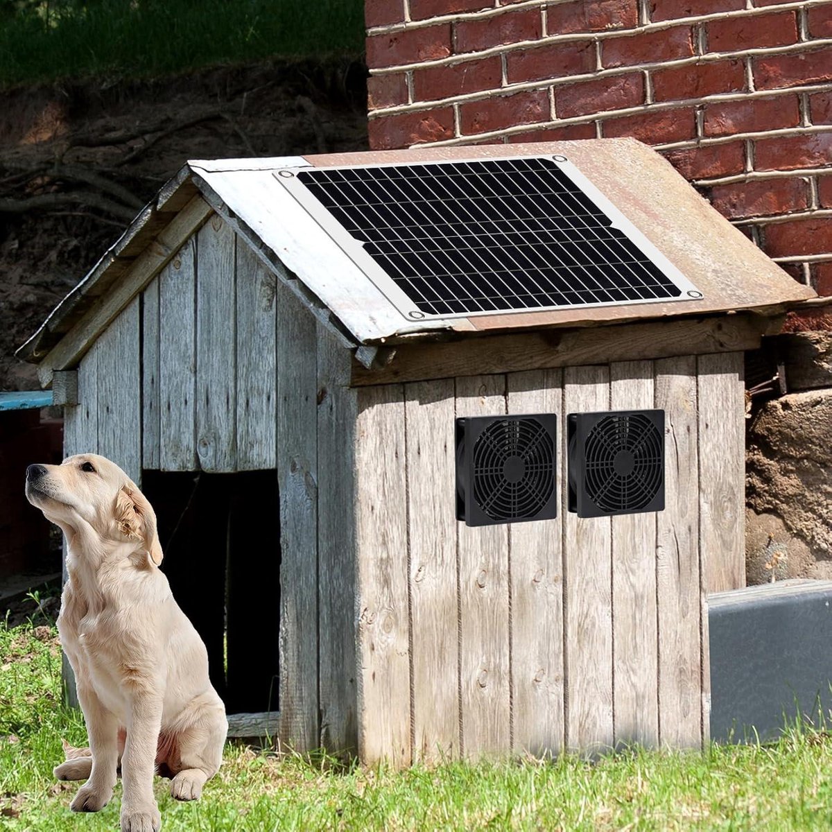 Zonne-energie aangedreven afzuigventilator, 50W zonnepaneel met hoge snelheid afzuigventilator, ventilator voor serre, kippenhok, schuur, huisdier huis, garage, buiten & binnen