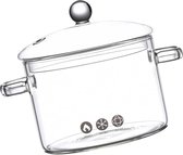 1500ml Clear Borosilicate Glass Saucepan with Lid - Simmer Pan Soup Pot for Induction Cooking