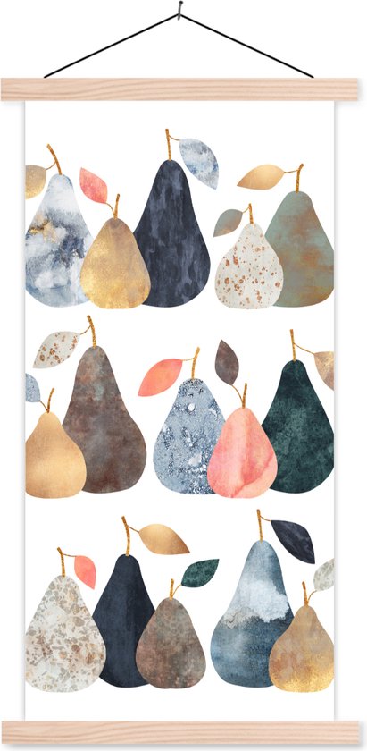 Porte-affiche avec affiche - Affiche scolaire - Poire - Pastel - Fruit - Design - 90x180 cm - lattes vierges