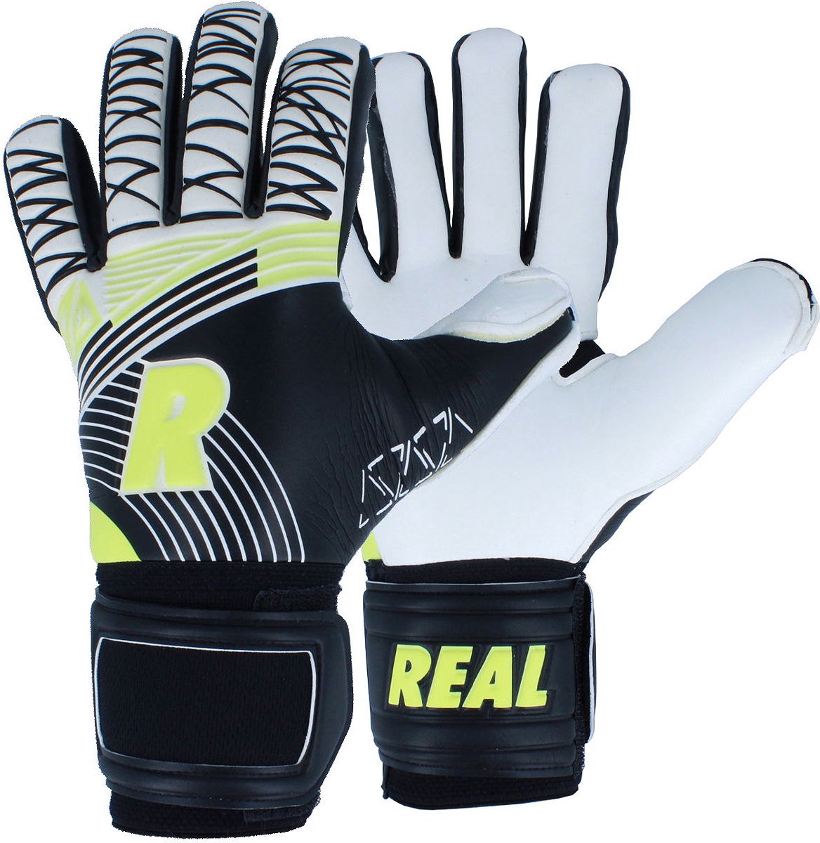 Real Support Keepershandschoenen - Wit / Zwart / Fluogeel | Maat: 8,5