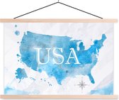 Affiche scolaire - États-Unis - Wereldkaart - Aquarelle - 90x60 cm