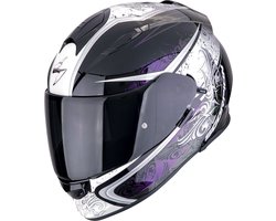 Scorpion Exo-491 Run Black-Chameleon - Maat L - Integraal helm - Scooter helm - Motorhelm - Glans Zwart Paars Wit - Scooterhelmen mannen en vrouwen.
