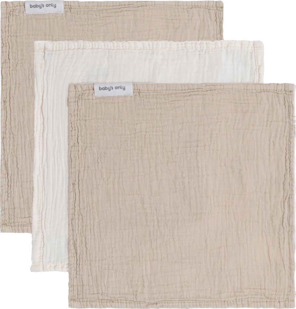 Goedkoopste Baby's Only Monddoekje Tender - 3-pack - Beige/Linen - 30x30 cm
