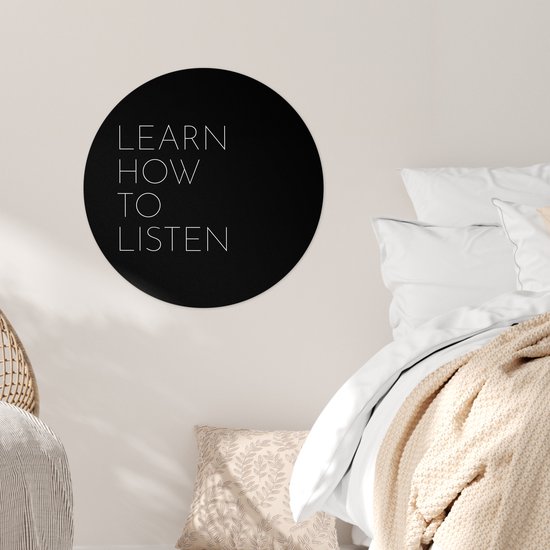 WallCircle® - Papier peint cercle 80x80 cm - Stickers muraux Citations - Dictons - Apprendre à écouter - Cercle mural salon - Cercle mural chambre - Décoration de chambre autocollante - Accessoires de Décoration murale