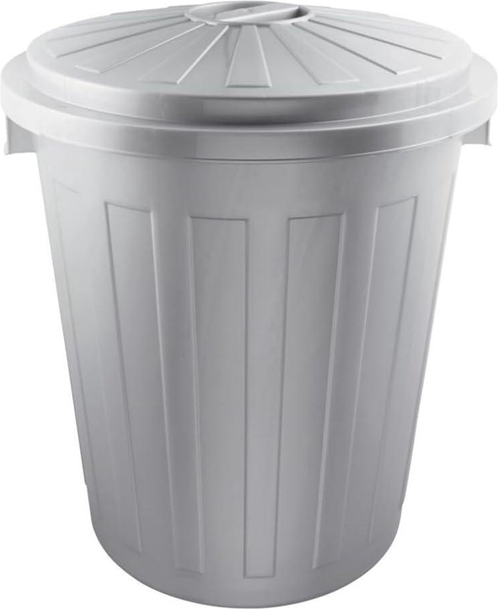 Goedkoopste Grote vuilnisemmer met deksel polypropyleen 50 liter - 50 x 55 x 50 cm - Mats zilver pedaalemmer 50 liter