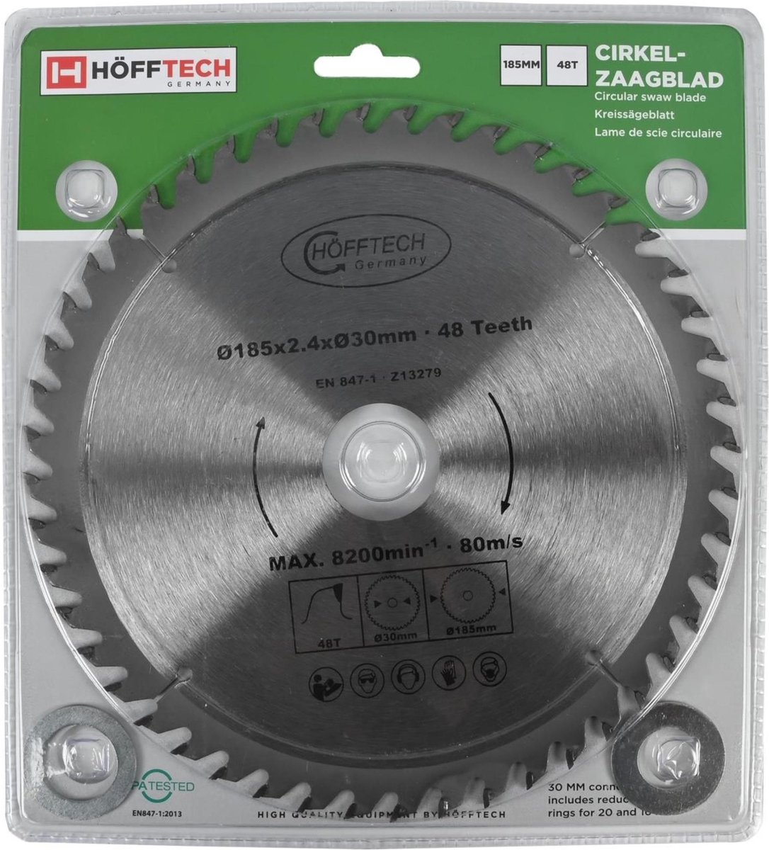 Hofftech Zaagblad cirkelzaag - 48 tanden - Ø 185 mm - Inclusief verloopringen – foto 3