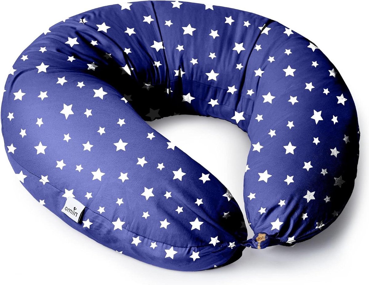 Goedkoopste Groot XXL Zwangerschapskussen Verpleegkussen voor borstvoeding - Blauw-Wit Sterren设计 - 100 Katoenen Kussensloop - Polyester Vezel zwangerschapskussen hoes xxl