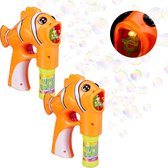 relaxdays 2 x bellenblaas pistool vis - bellenblaaspistool - LED - op batterijen