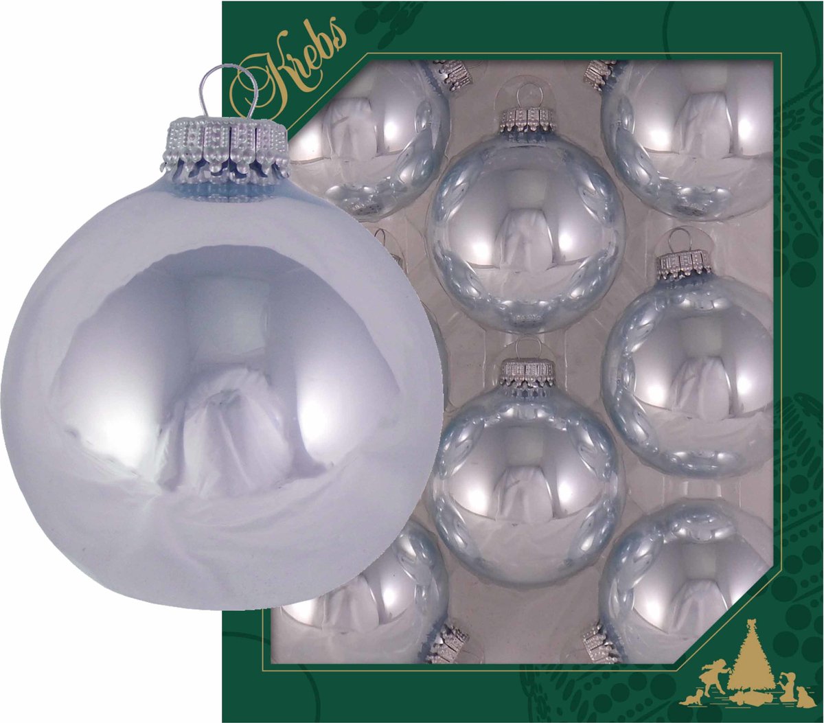 Krebs kerstballen - 8x st - hawaii blauw - D7 cm - glas - glans - luxe kerstversiering