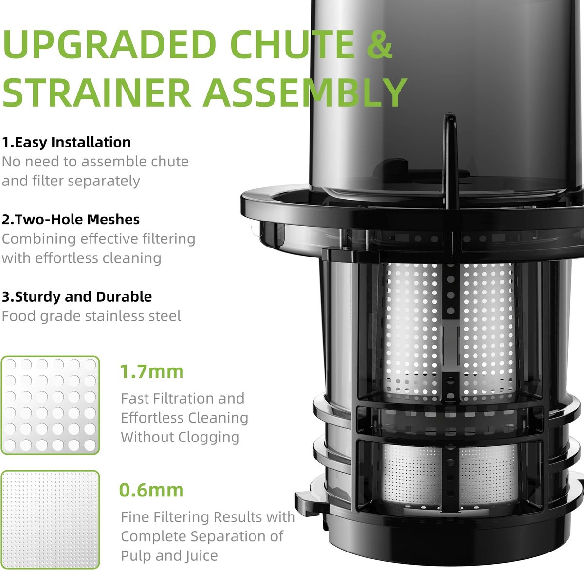 Slowjuicer - Sapcentrifuge Voor Fruit en Groente - 500ML - 200W - Koude Pers Juicer - Zwart thumbnail 3
