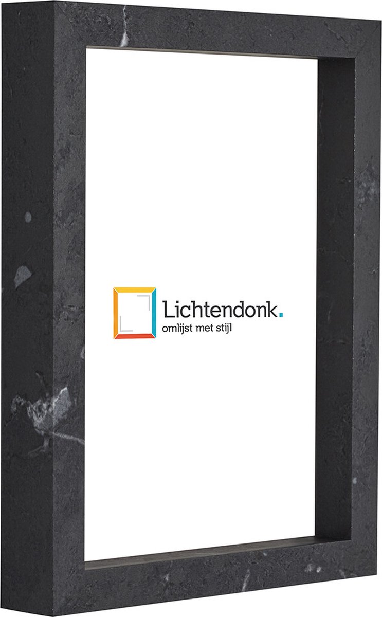 Lichtendonk Fotolijst - Zwart Marmer - 3 cm hoog profiel - Fotomaat 45x60 - Ontspiegeld glas - Art.nr. 10106421445601