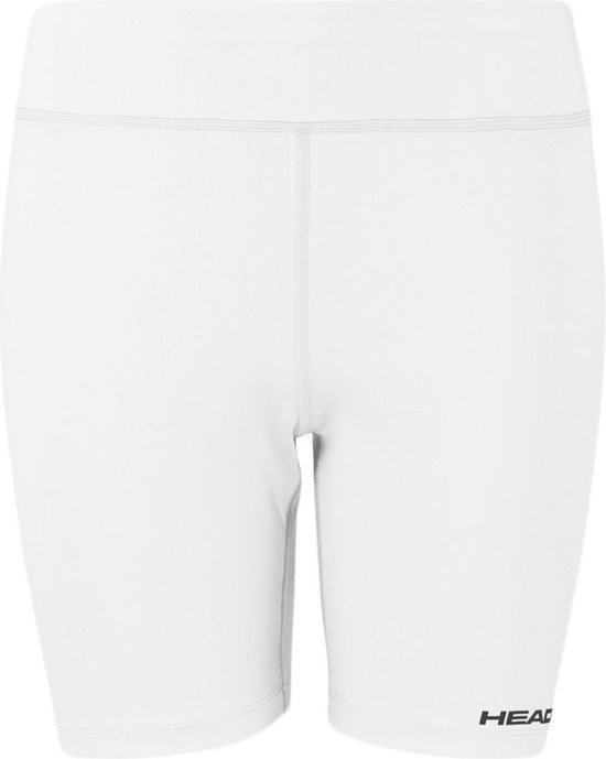Witte Head sportshorts met een zwarte 'HEAD'-print op de zoom aan de voorkant.