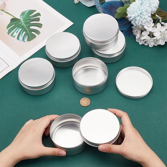 Aluminium Tin potten, cosmetische monster metalen blikken lege container bulk, ronde pot schroefdeksel, kleine ounce voor kaars, lippenbalsem, zalf, make-up, oogschaduw, poeder (12 Pack.5 oz/15 ml